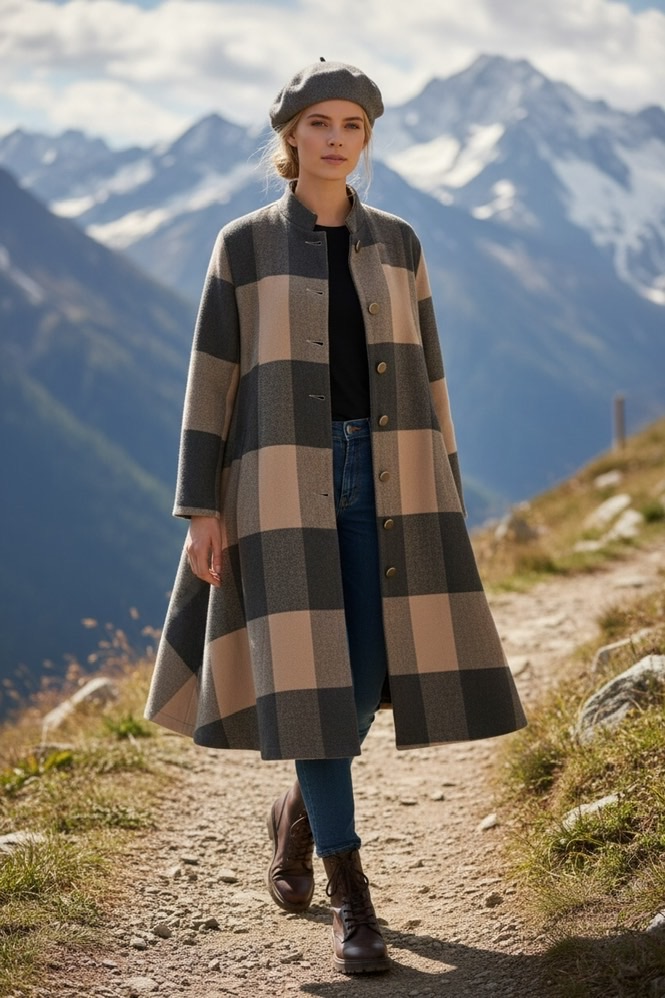Les Ours Long Coat Mae Check