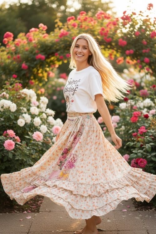 House of Jaded Gypsy Sun Spell Skirt-Canyon Glow